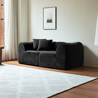 Velours 2 places peu encombrant avec base coulissante, idéal pour les petits appartements, coussins décoratifs moelleux, rembourrage en mousse, espaces compacts convenables