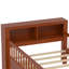 Structure de lit simple avec tête de lit avec support de rangement, deux tiroirs sous le lit, garde-corps à trois côtés pour plus de sécurité, noyer-793544467