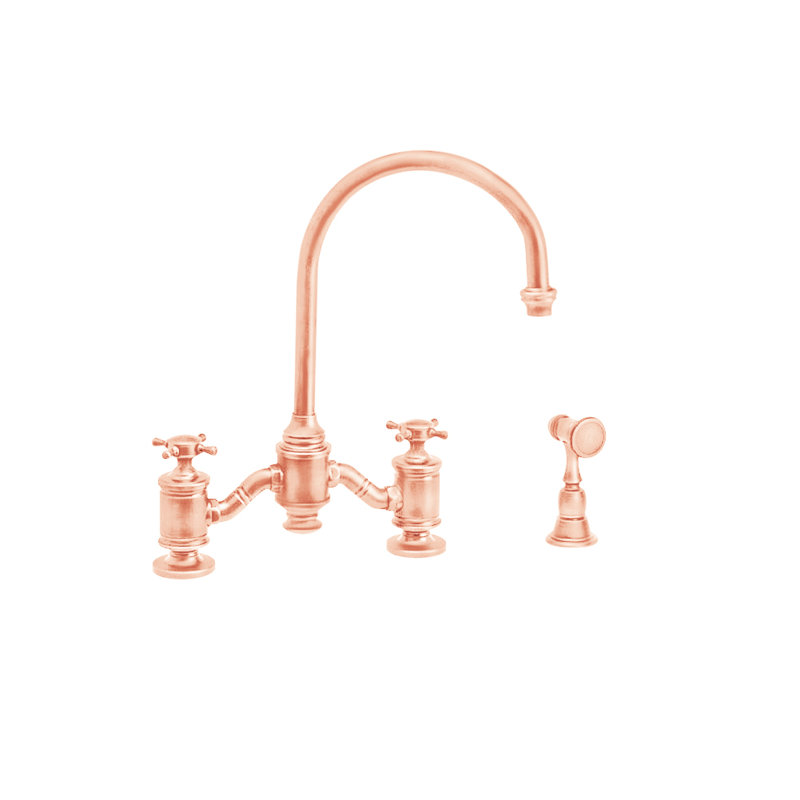 Hampton Bridge Faucet - Cross Handles, Polished Copper