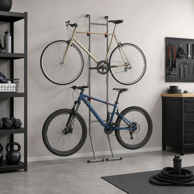 2-Bike Rack, Gravity Bicycle Storage Stand with Adjustable Arms