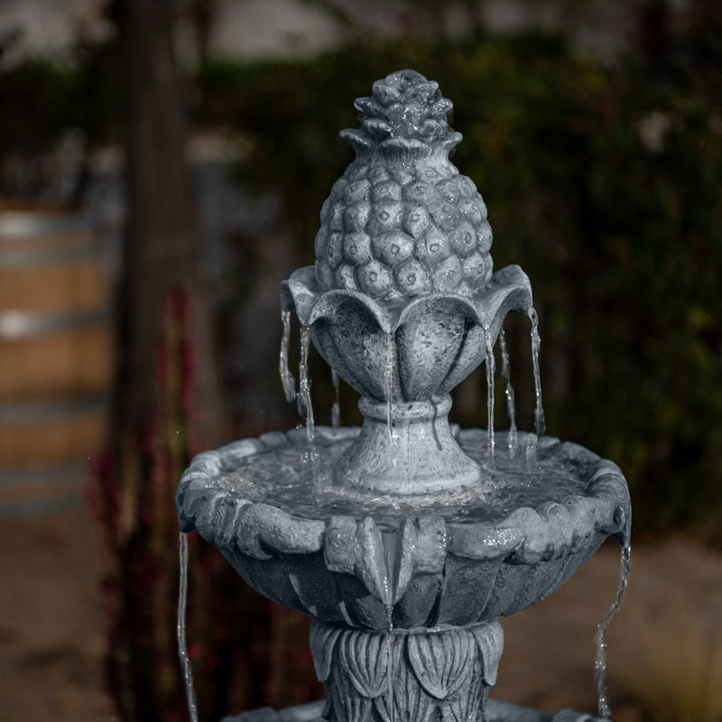58.3" 3-Tier Electric Outdoor Freestanding Water Fountain - Classic Leaf Design, Large Bird Bath with Pump - Ideal for Yard, Lawn and Garden Décor