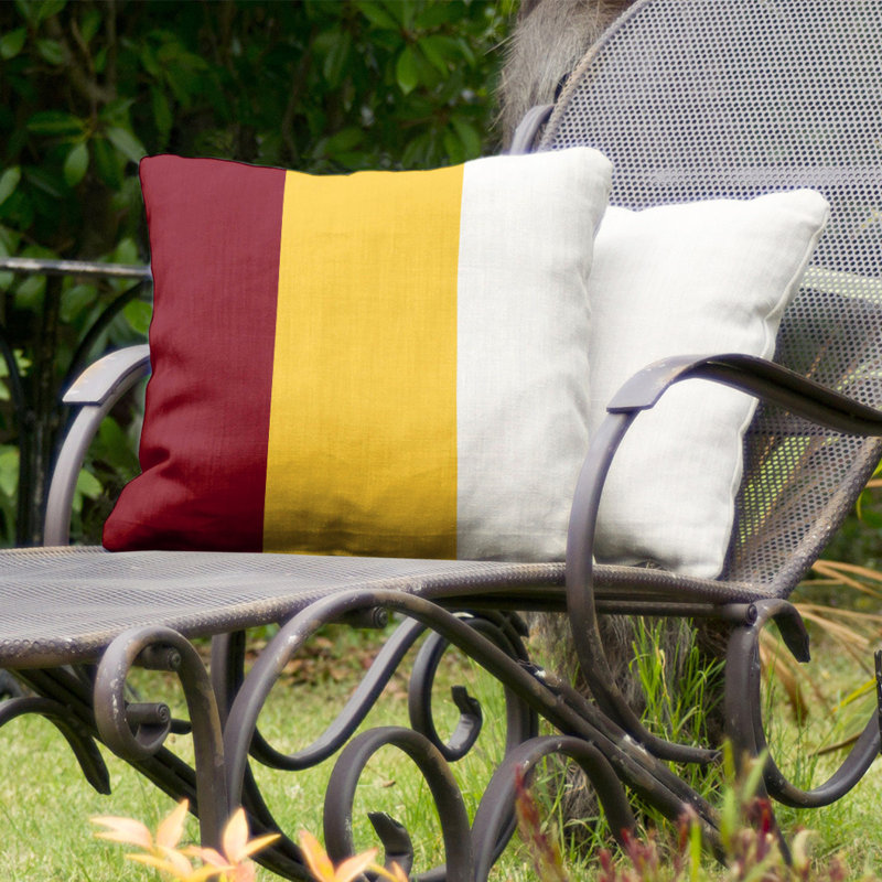 Striped Outdoor Reversible Throw Pillow, 16" H x 16" W, Yellow/White