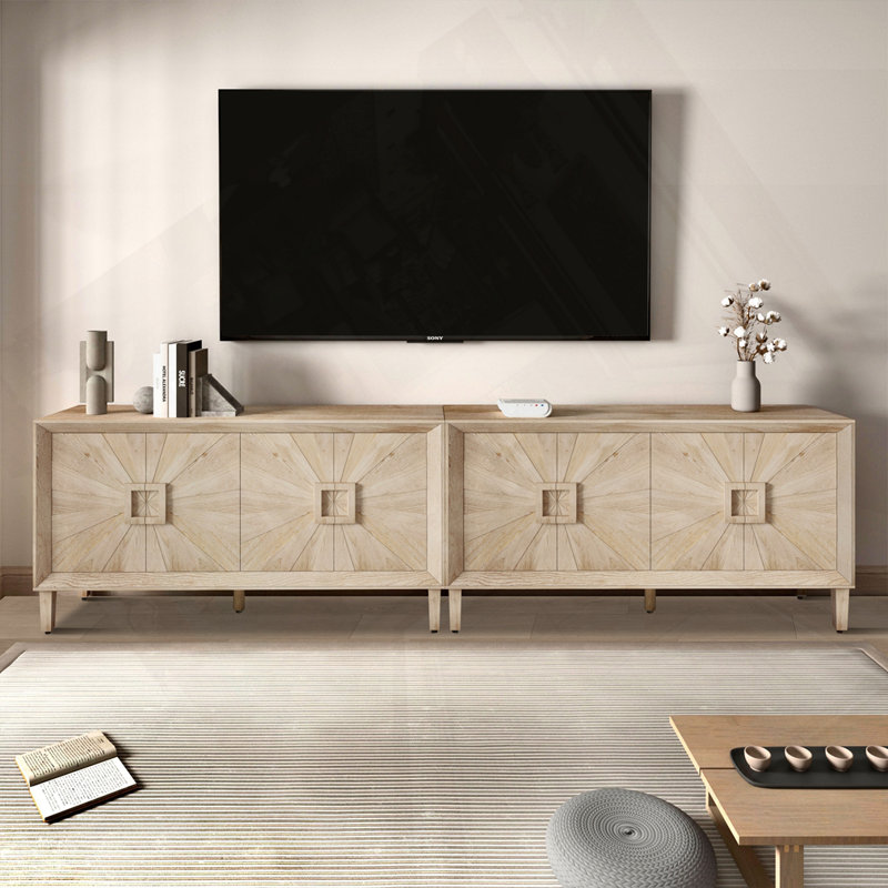 Credenza - Armoire de rangement symétrique Sunburst, Naturel antique