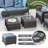 7 - Person Rectangular Outdoor Dining Set with Fire Pit Table and Cushions-1207009677-1194115120