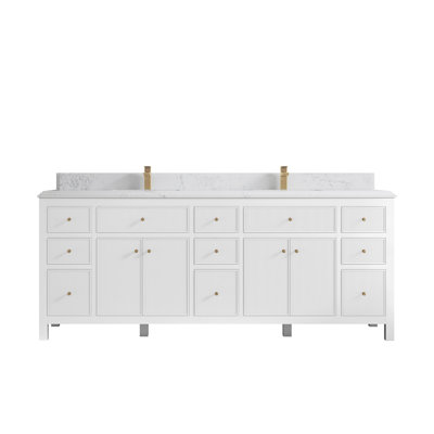 84'' Double Bathroom Vanity with Quartz Top