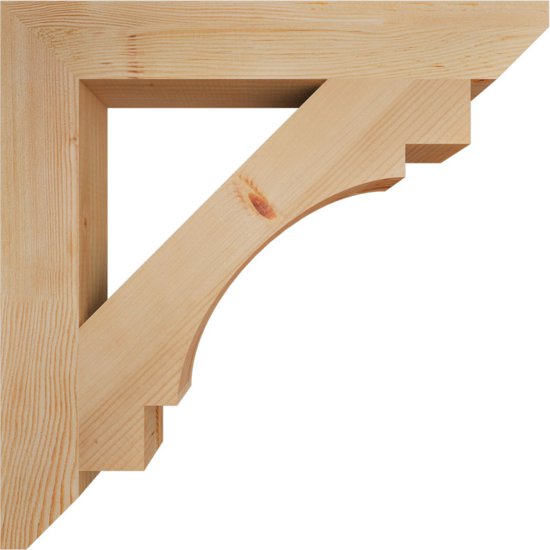 Support en bois / corbeau, Douglas (lisse), H 28 po x l 3,5 po x P 28 po