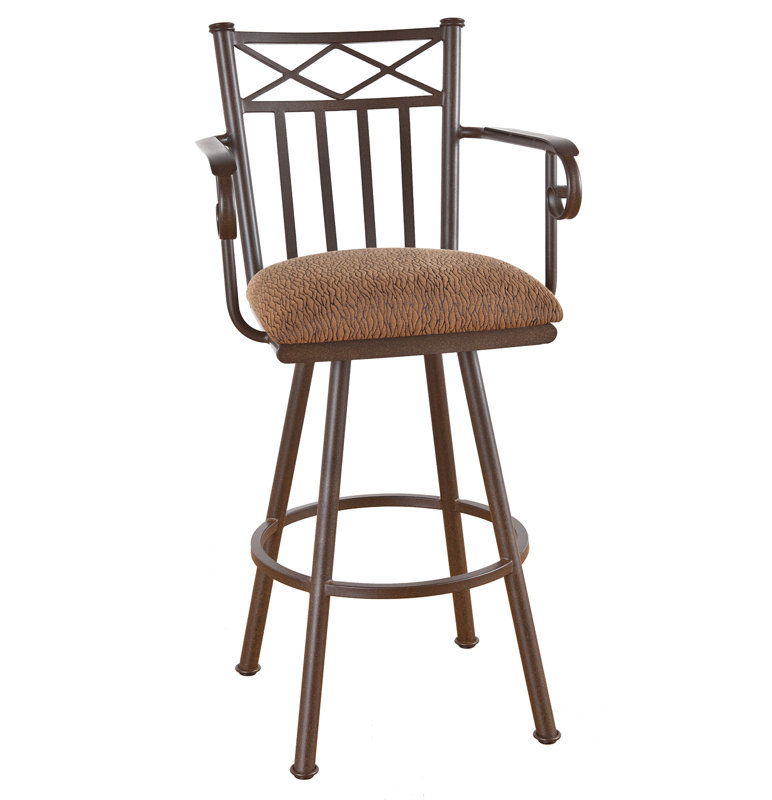 Swivel Upholstered Counter Stool with Metal Frame, Flintrock Gray, Ford Red, Extra Tall (34" Seat Height)