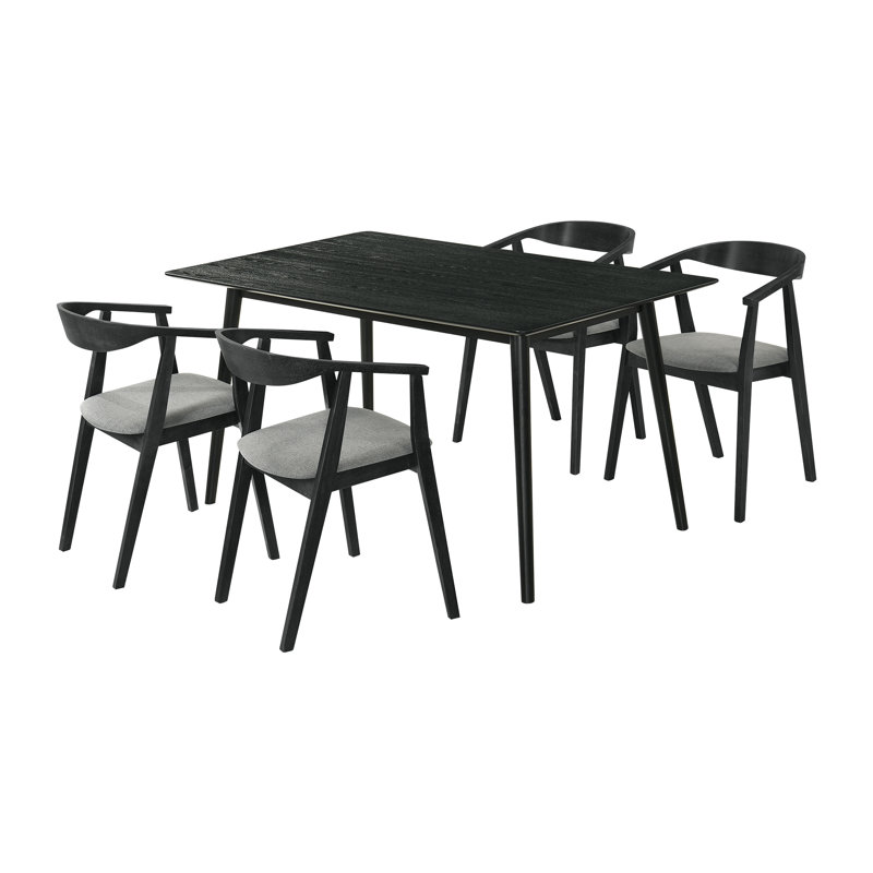 Ensemble de table de salle à manger 5 pièces Jennalyn, Noir, Gris anthracite