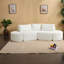 Ensemble de canapé modulaire en tissu polyvalent, chenille beige, design moderne pour les espaces de vie