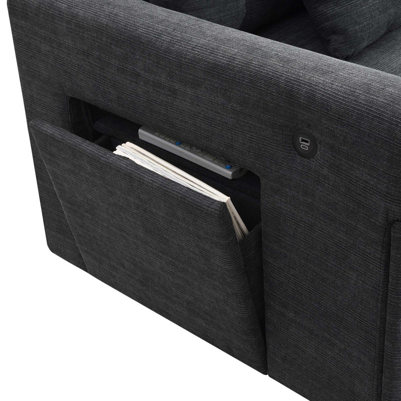 Canapé modulaire en U de 128 x 67 po, ensemble de canapé en chenille 6 places avec repose-pieds surdimensionné, rangement pour accoudoirs et porte-gobelets cachés, ports de chargement USB, canapé à siège large pour le salon, appartement