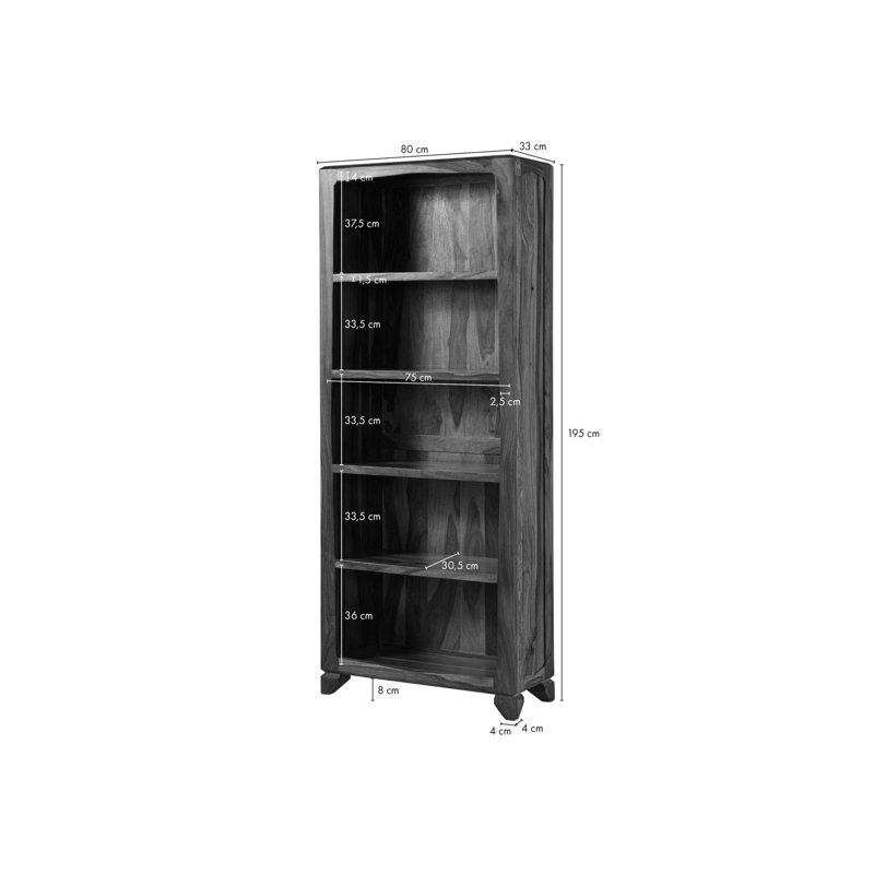 Ancona 195 cm H x 80 cm W Solid Wood Standard Bookcase