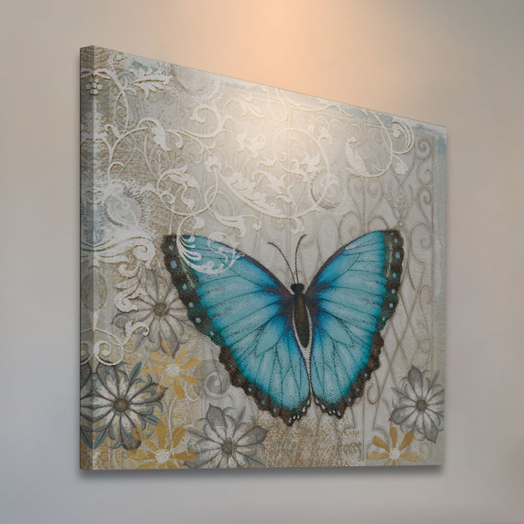 « light blue papillon » par alan hopfensperger, reproduction d’art sur toile tendue, H 18 po x l 18 po