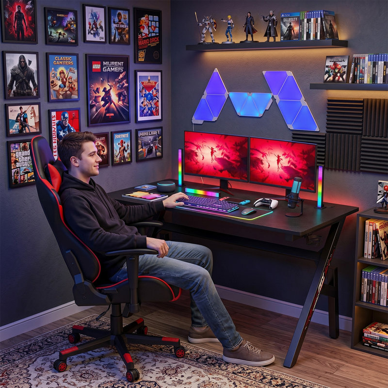 Computer Desk Modern Writing Table Home Office Workstation Study Desk with Spacious Desktop for Laptop Work Gaming and Everyday Use