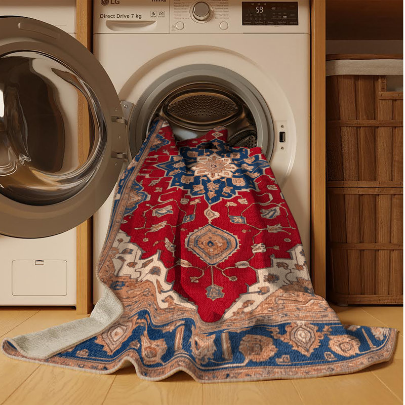 Machine Washable Persian Brown Area Rug, Square 5'
