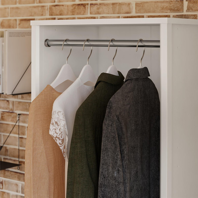 Illyria 2-Shelf Double Clothing Rod Closet Tower, 83.43" H x 23.7" W x 16.06" D
