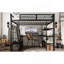 Grand lit mezzanine avec tablettes de rangement, lit mezzanine en métal avec tringle à vêtements et bureau, conception sans sommier nécessaire, noir