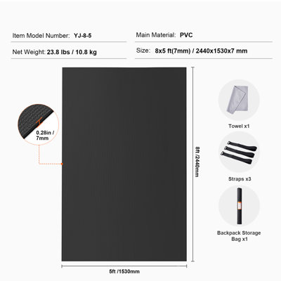 Exercise Mat, Pilate & Floor Workout (8x5ft), Non Slip High Density Premium Yoga Mat, Exercise Yoga Mat for Men & Women, Fitness & Exercise Mat with Bag & Carry Strap