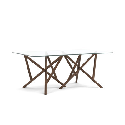 Baton Glass Top Table With Double Pedestal Base