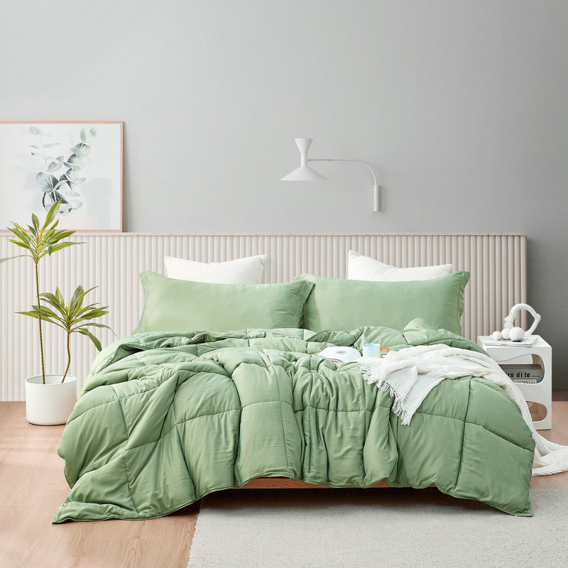 Ensemble d'édredon surdimensionné Coma, Vert, Édredon pour très grand lit + 2 taies décorativ