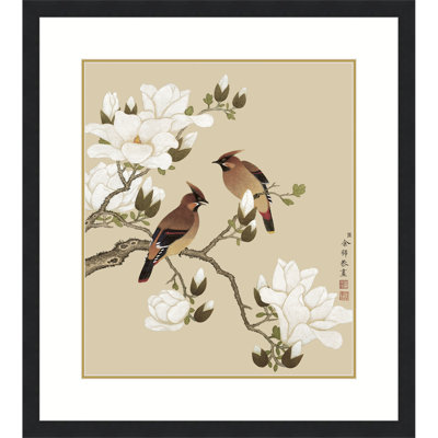Magnolia et chardonneret - fleurs et oiseaux