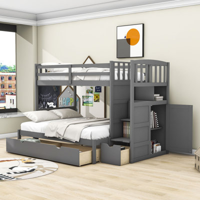 Lit superposé simple sur 3 tiroirs avec tablettes Blassingame Kanode par Viv + Rae ™