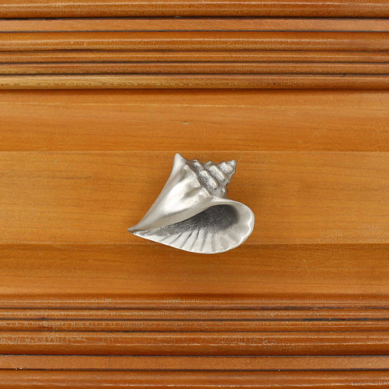 2" Conch Shell Right Facing Knob, Brushed Nickel