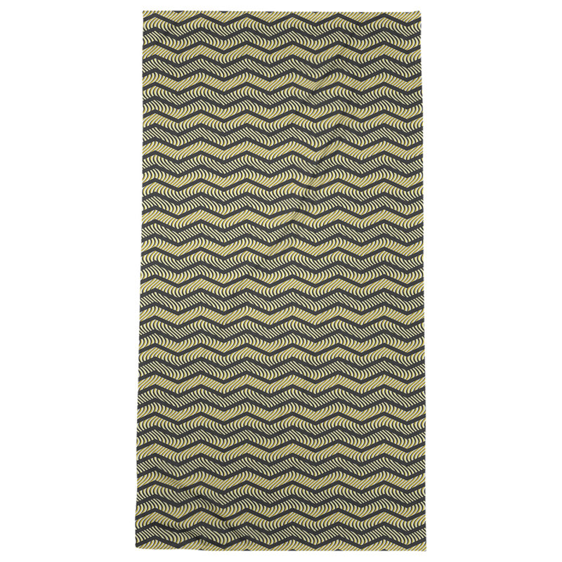 Serviette de bain à chevrons ondulés Stephenie, Noir / Jaune