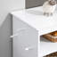 Armoire blanche pour animaux, contenant pour nourriture pour chien avec bols surélevés et cintre, rangement polyvalent: armoire pratique