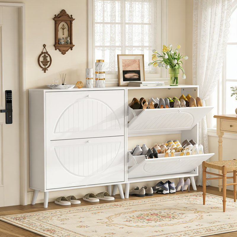 Shoe Rack With 2 Flip Drawers For 14 Pairs