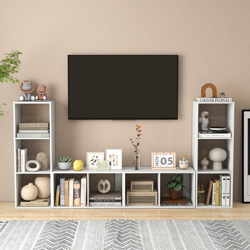 Bookshelf Modern Vertical Bookcase w/ Back Guardrail & Anti-tipping Kits, (3 Shelves) 41" H x 14" W x 13" D
