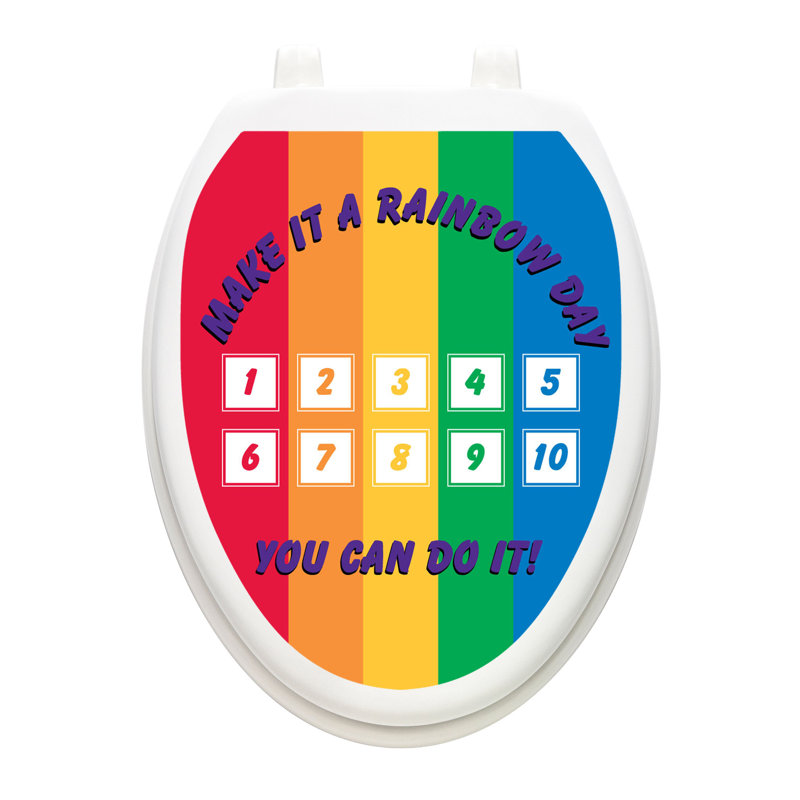 Décalcomanie de siège de toilette arc-en-ciel Toilet Training, Allongée