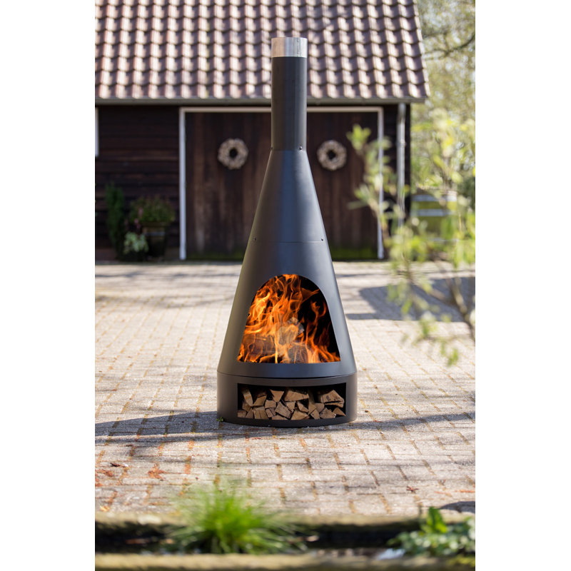 Kingston Cylinder Clay Wood Burning Smokeless Chimnea, 125 cm H x 43 cm W