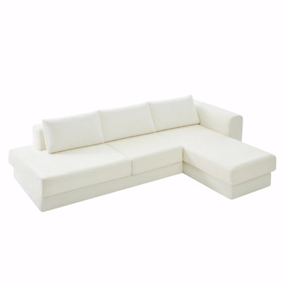 L-Shaped Modular Sofa 113" Modular Sectional Sofa Corner Sofa Couch With  Double Layer Cushions For Living Room, Beige