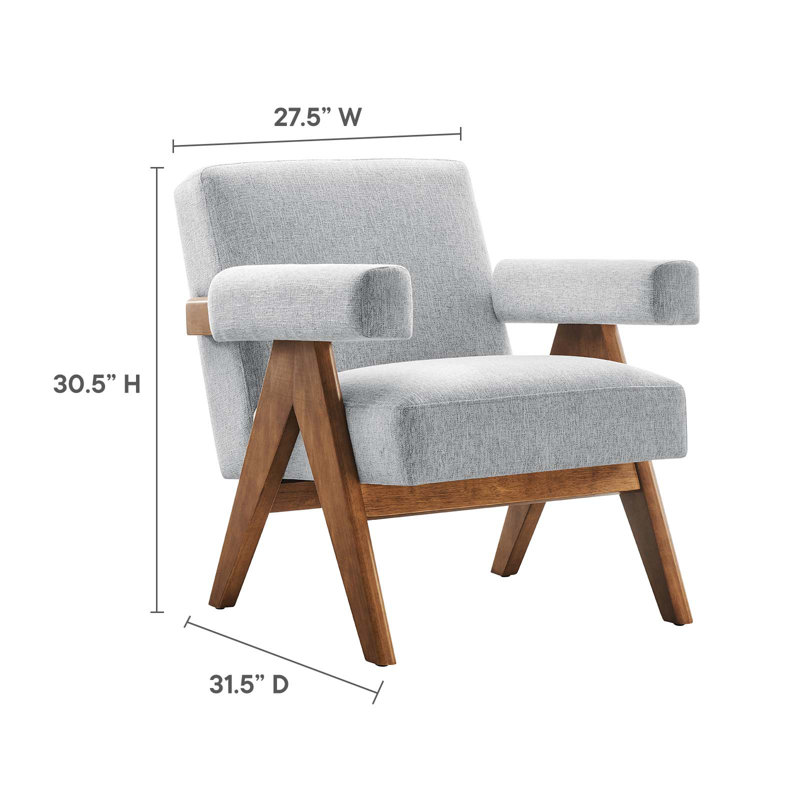 Light Gray Fabric Armchair with Manufactured Wood Frame