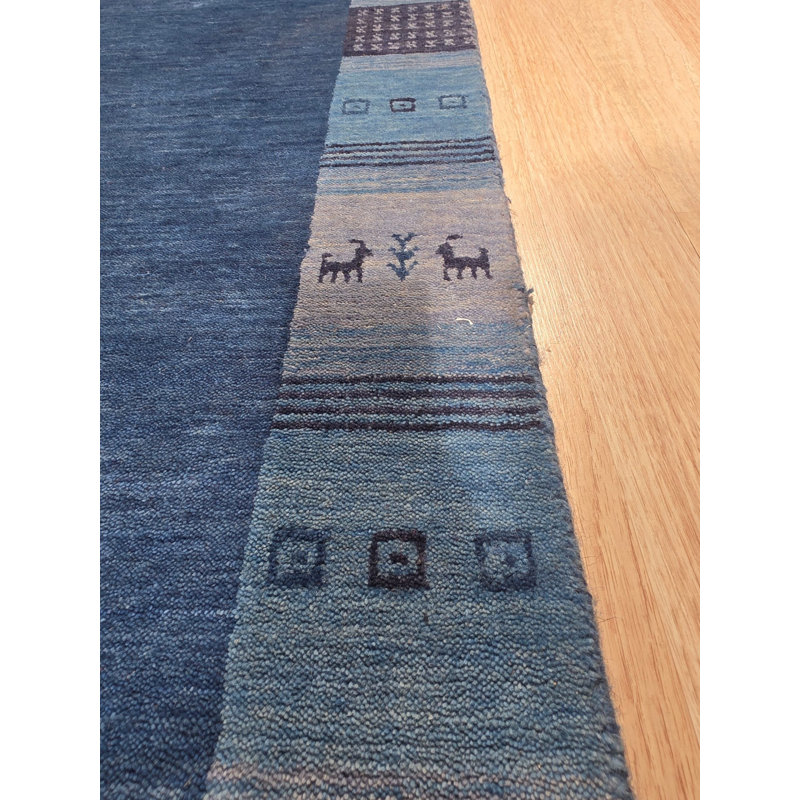 Handloomed Blue Gabbeh Tribal Wool Area Rug, 8' x 10'