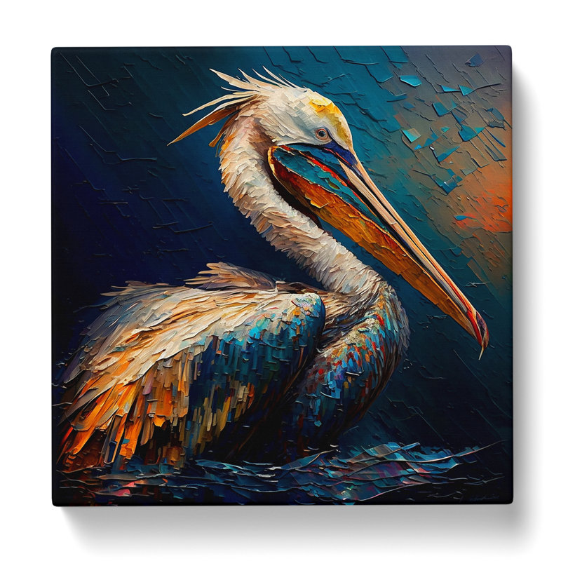 Pelican Palette Knife Painting - Wrapped Canvas, 35cm H x 35cm W