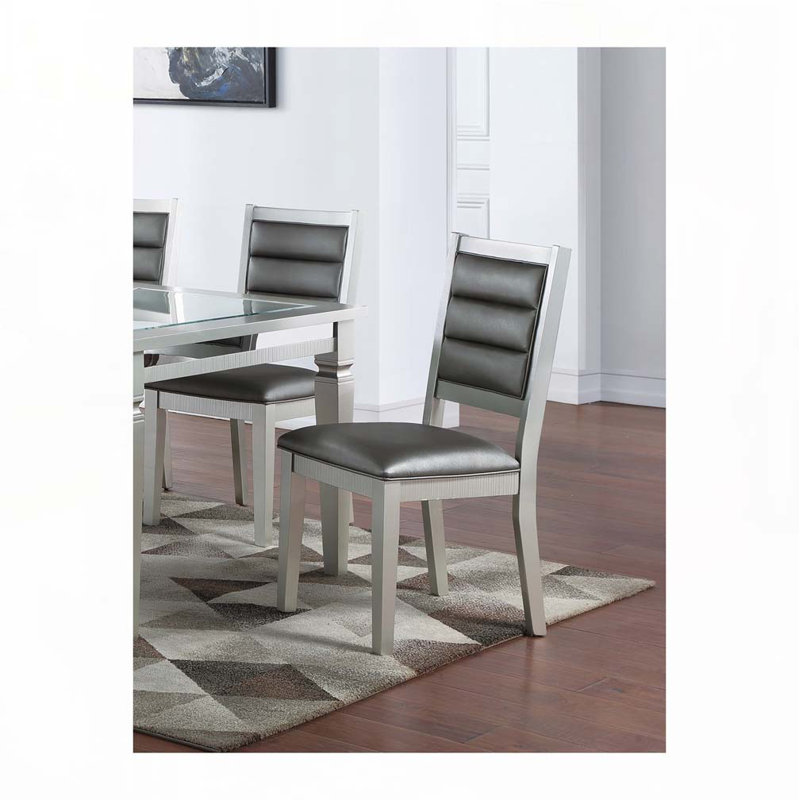 Ensemble de chaises de salle à manger rembourrées en similicuir avec dossier, 4 pieds en bois