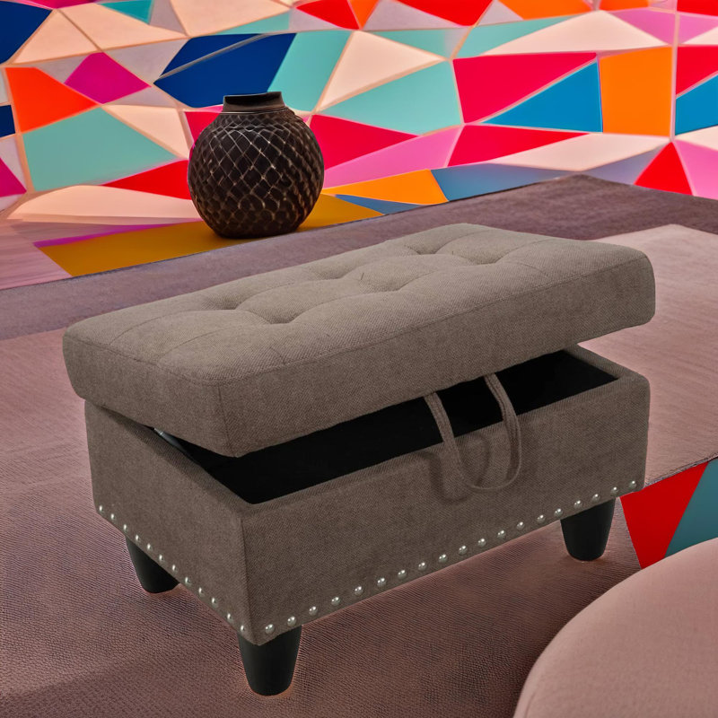 Matrix Brown Breathable Fabric Ottoman, Brown