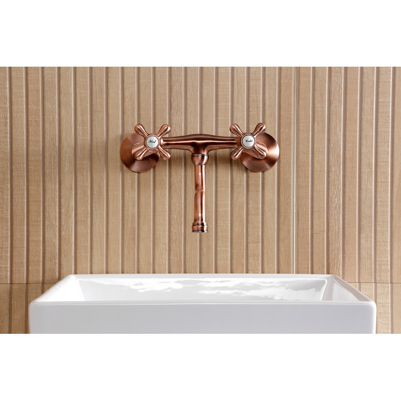 Kingston Brass Kingston Two-Handle 2-Hole Wall Mount Bathroom Faucet, Antique Copper