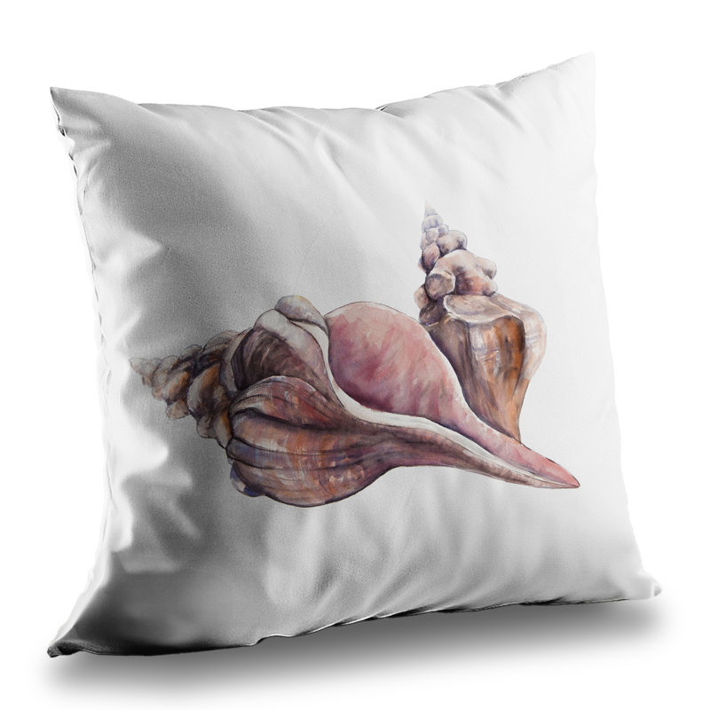 Horse Conch Seashells Throw Pillow | Sea Beige Poly Twill Decor