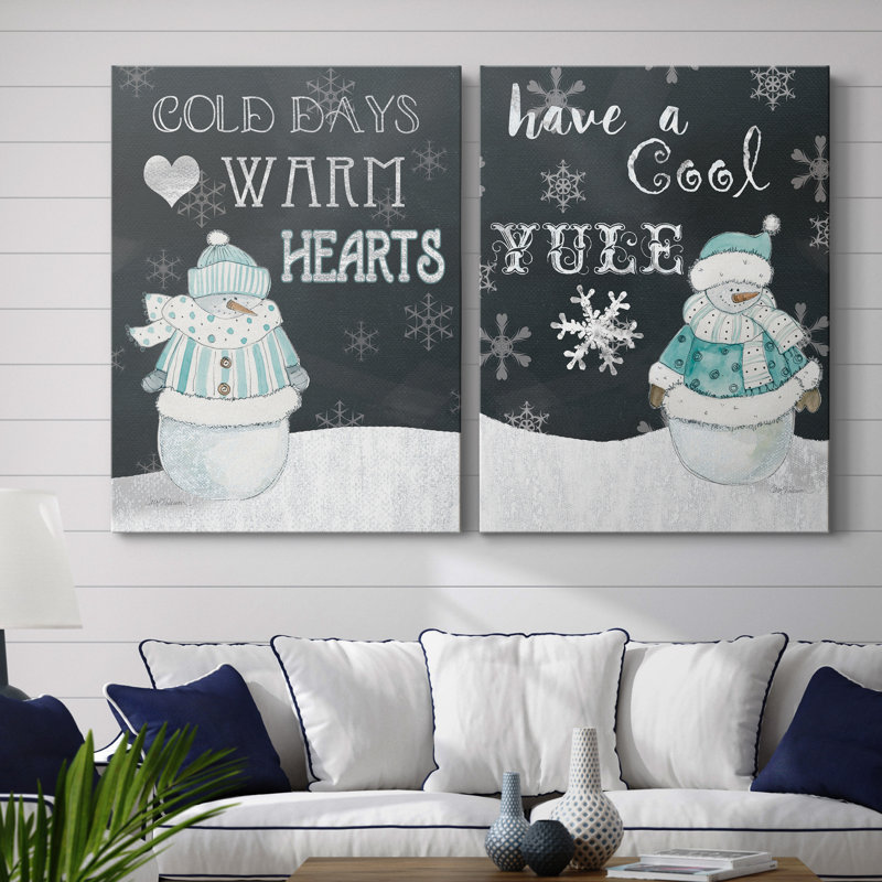 «Cold Days Warm Hearts», ensemble de 2 reproductions d'art textuel, H 12 po x l 16 po x P 1 po, Toile tendue, Pas de tapis