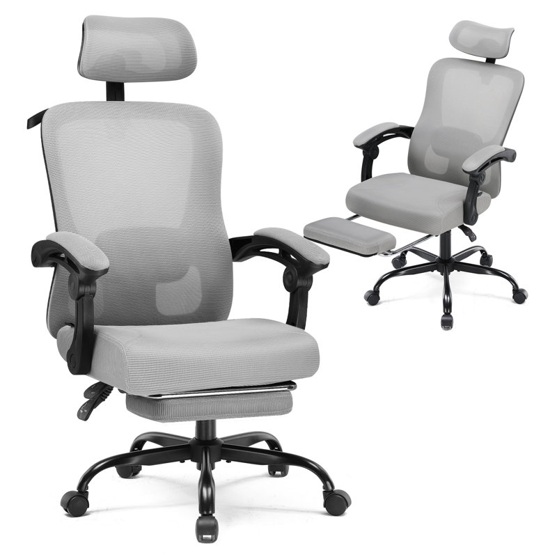 Hermann High Back Ergonomic Computer Chair 3D Adjustable Lumbar Support Comfy Breathable Reclining Mesh Hermann 3D Agjustable Headrest With Footrest Upgraded Linkage Armrest