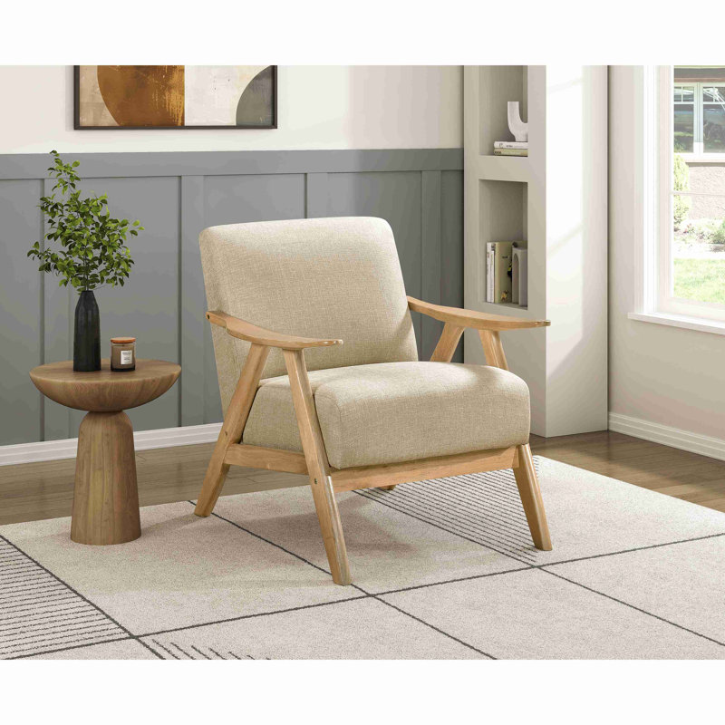 Mobilier de bureau en bois d'hévéa rembourré et rembourré de 1 pièce Modern Home Furniture, Marron clair, Naturel