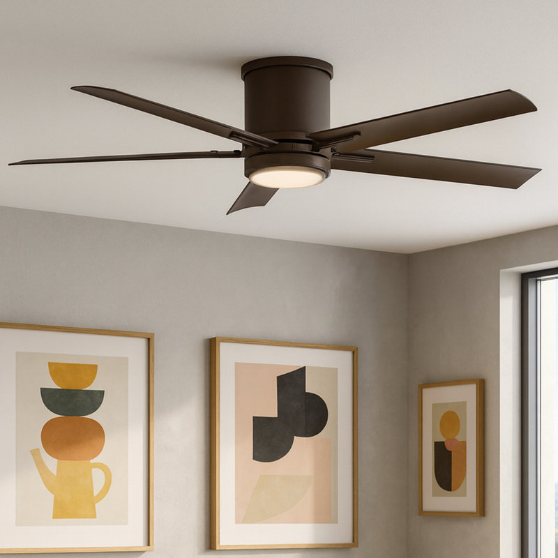 Vail Flush 52" Indoor/Outdoor Smart Ceiling Fan with Integrated LED + HIRO Remote, Metallic Matte Bronze