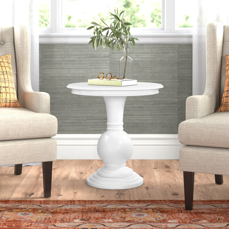 Kight 26" W Round Pedestal End Table , Natural