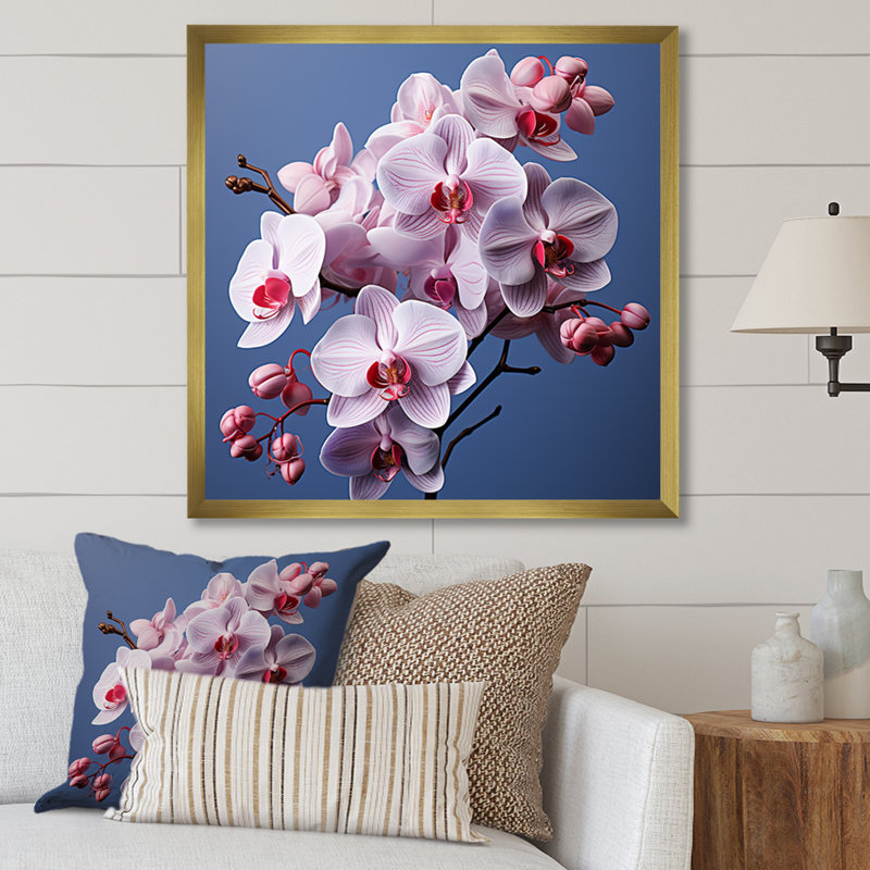 Orchidées mauves I - orchidées murales, H 24 po x l 24 po x P 1 po, Cadre doré simple