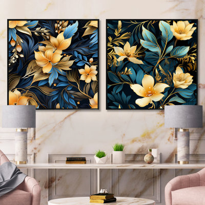 Tropical Twilight II - motif tropical - ensemble de 2 collages floraux carrés