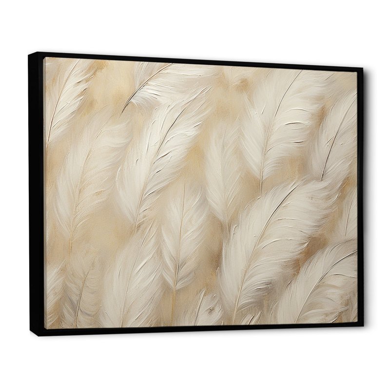 Plumes de plumes III sur toile, Cadre flottant noir, H 24 po x l 32 po x P 1 po