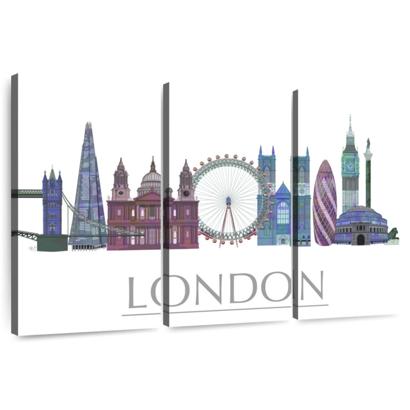 Rorry London Skyline Coloured Buildings, 20" H x 33" W