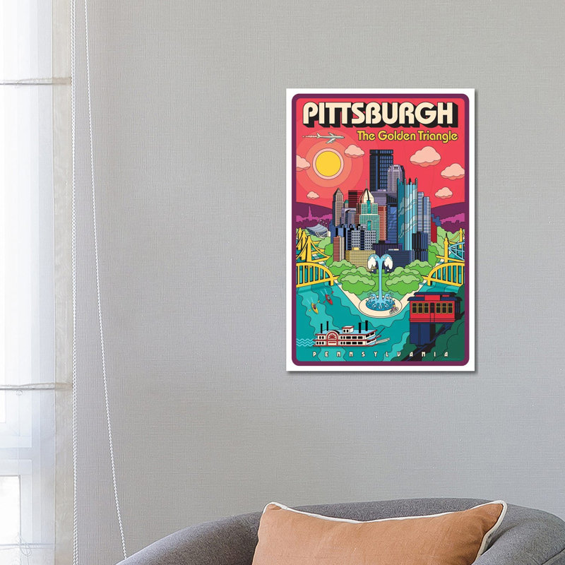 «Pittsburgh Pop Art Travel» par Jim Zahniser, impression sur toile tendue, H 26 po x l 18 po x P 1,5 po